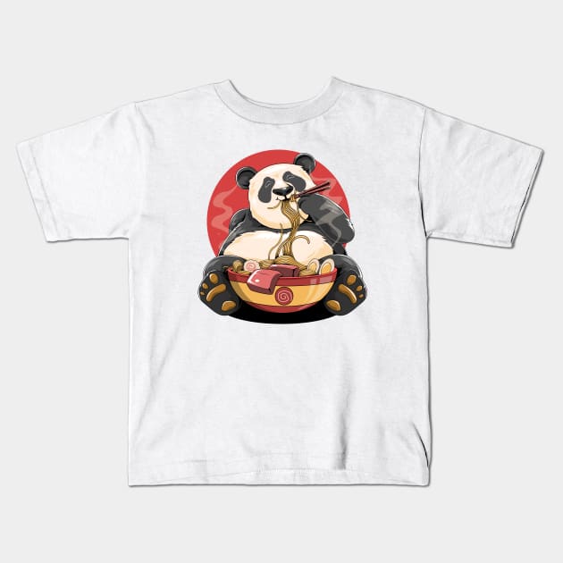 Ramen Panda Kids T-Shirt by AngelFlame